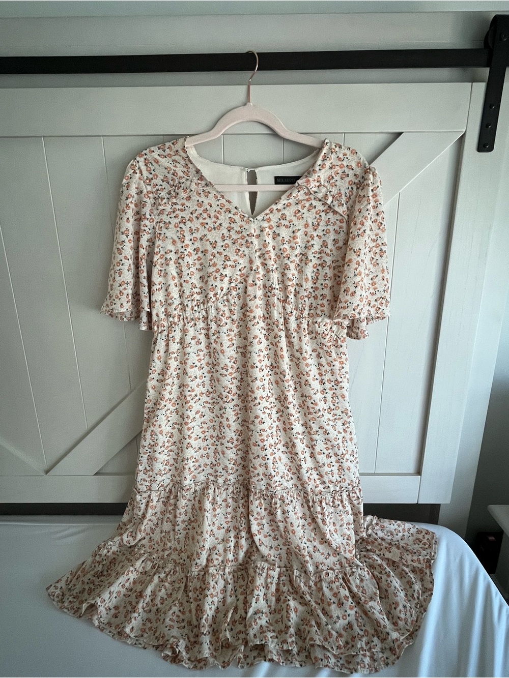 Floral Tiered Midi Dress in Cream